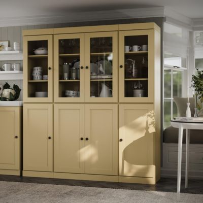 100% Solid Wood Pantry Cabinet, Shaker Doors, 2 Drawers, Adjustable Shelves, 65" Wide, 71.5" Tall