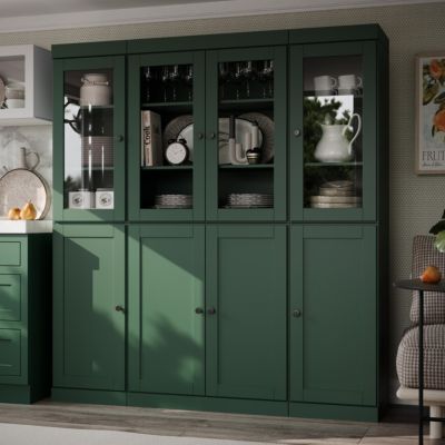 100% Solid Wood Pantry Cabinet, Shaker Doors, 2 Drawers, Adjustable Shelves, 65" Wide, 71.5" Tall