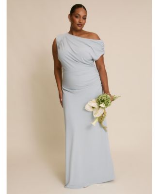 Women's Slash Neck Draped Bridesmaid Dress
