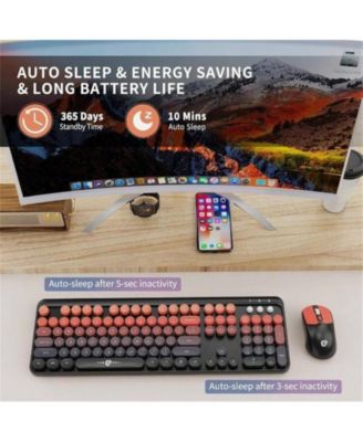 Wireless Keyboard and Mouse Combo - 2.4GHz Cordless, Cute Round Keys, Quiet Slim Set for Laptop, Computer, TV