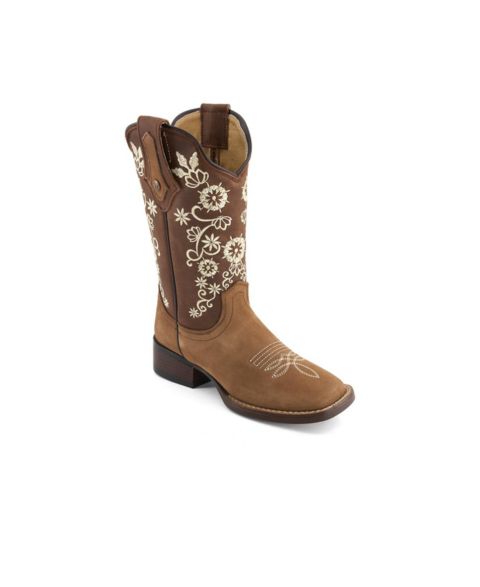 Женские ботинки Forastero Authentic Leather Flowers Embroidery Western Boots 93659, цвет: Коричневый