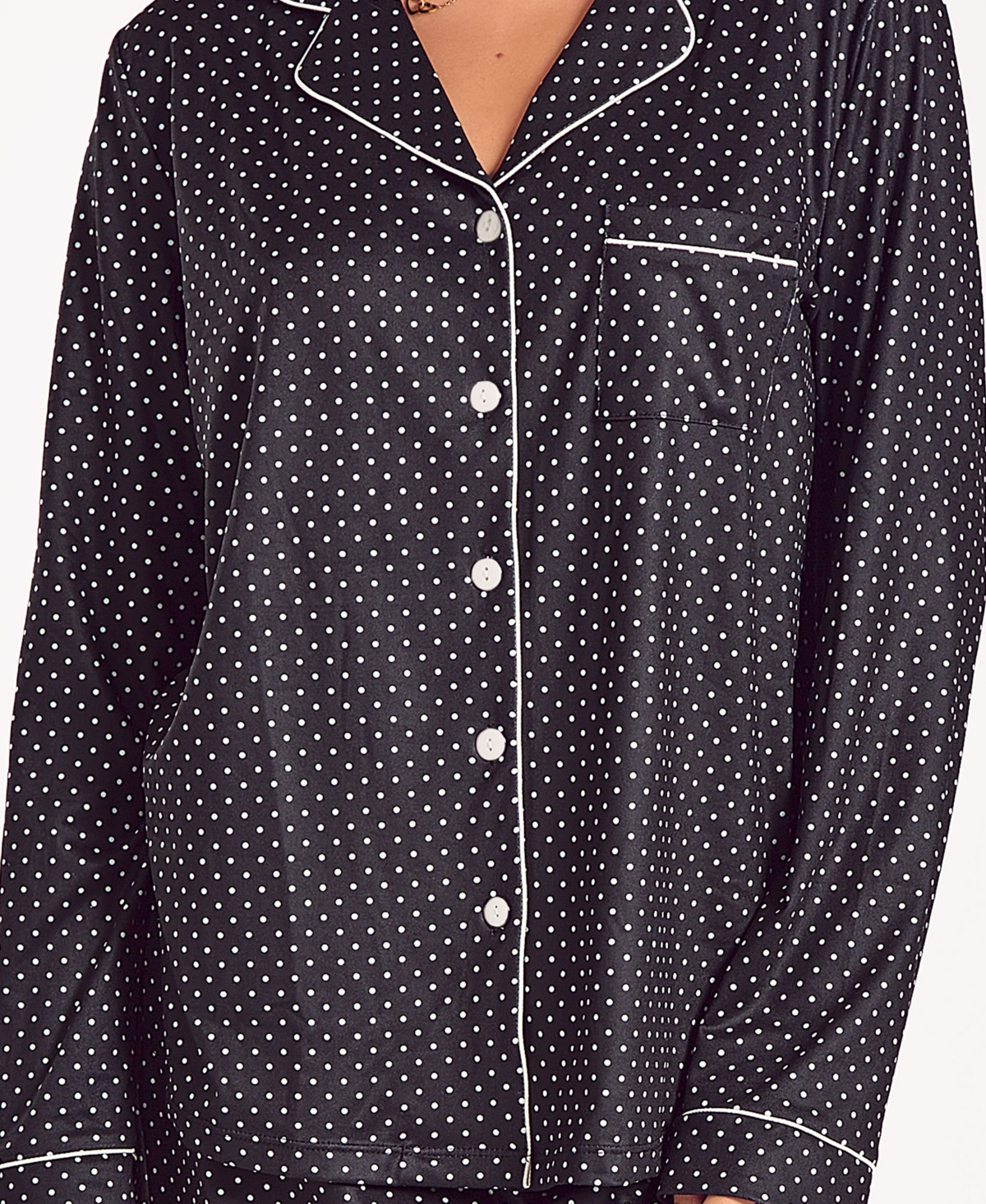 Icollection Women's Brushed Micro Stretch Knit Long-sleeve Pajama Set In Black