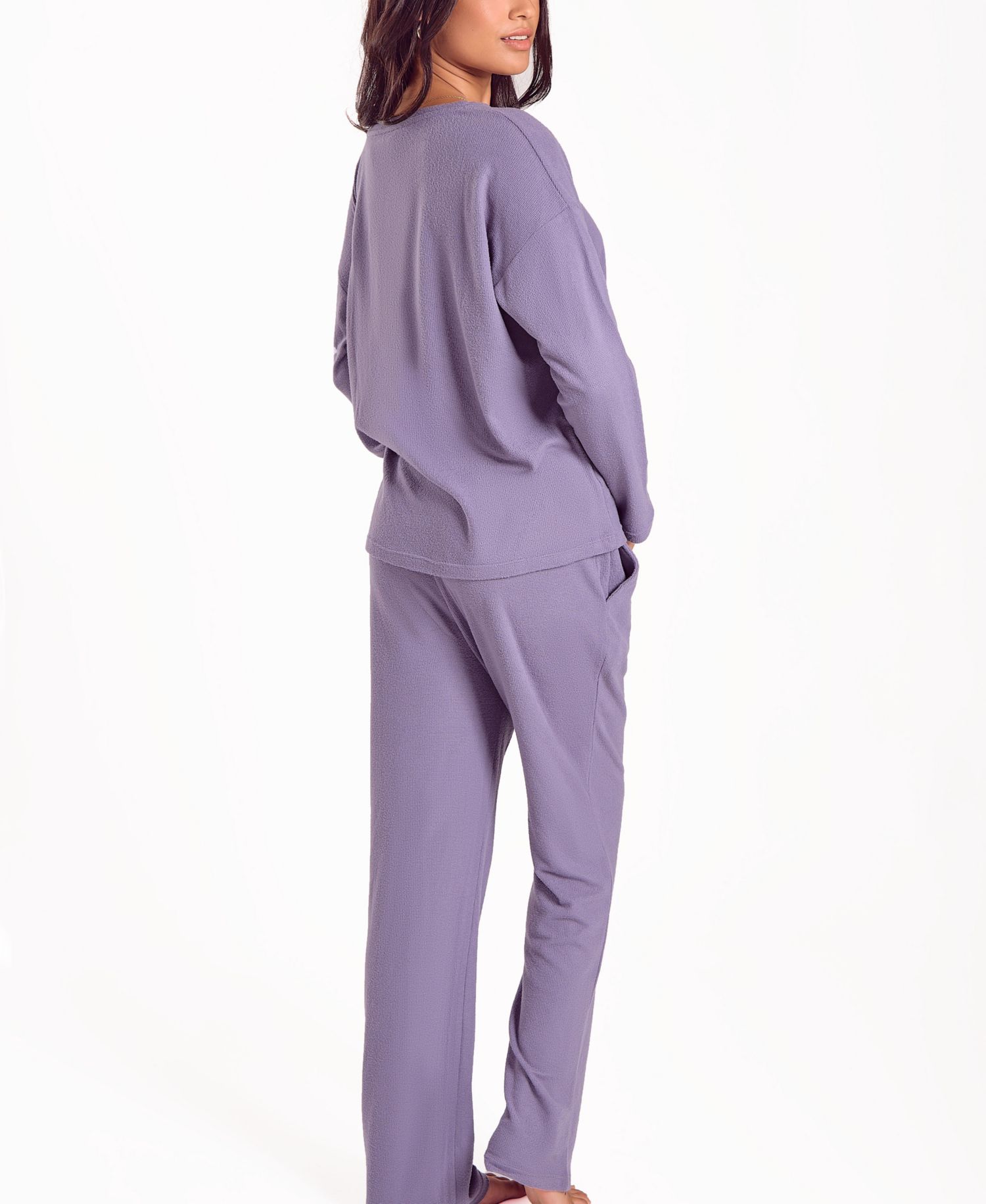 Women's Baby Waffle Stretch Knit Long-Sleeve Pajama Set