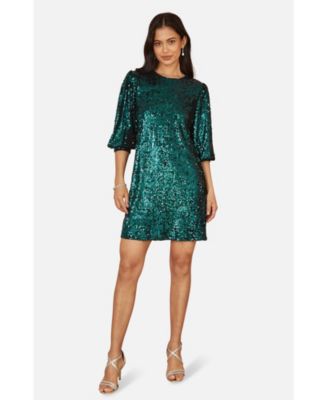 Women's Balloon Sleeve Sequin Mini Dress