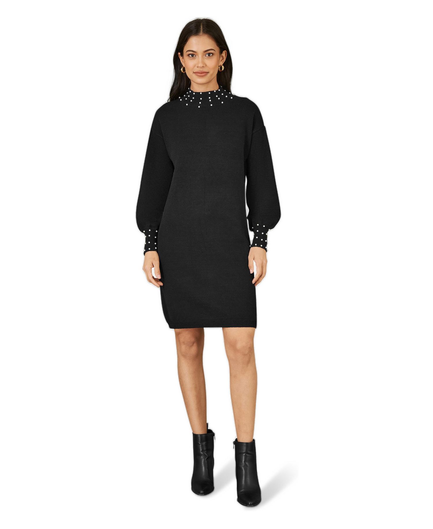 Women's Bead Detail Knitted Sweater Dress