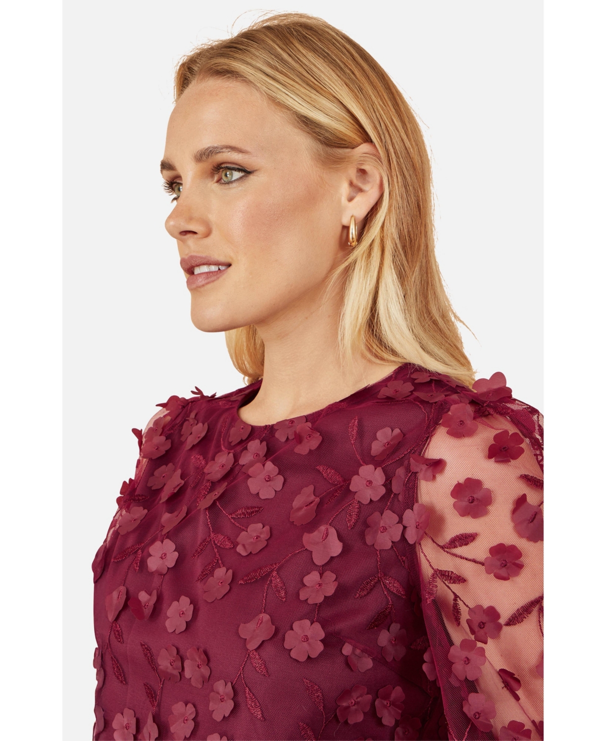 Yumi Women's Long Sleeve Sheer Floral Top