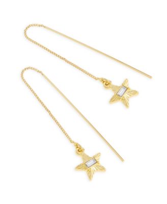 Faux Stone Crystal Star Charm Threader Earrings