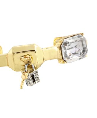 Faux Stone Lock Key Charm Cuff Bracelet
