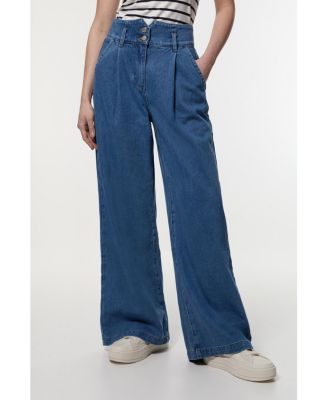 Women's Denim Wide Leg Trousers