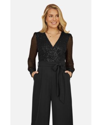 Women's Sequin Wrap Over Jumpsuit