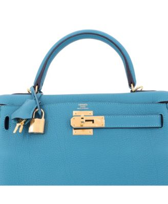 Kelly 28 Handbag Blue Togo with Gold Hardware