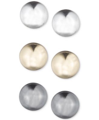 Nine West - 3-Pc. Set Tri-Tone Stud Earrings