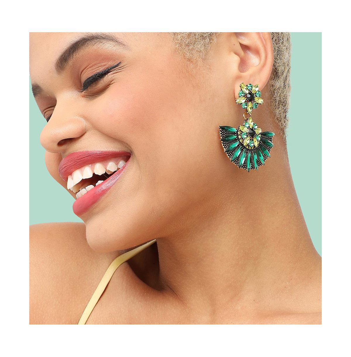 Sohi Women's Gold Fan Drop Earrings