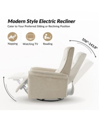 Leather USB & Type-C Charging Rodrigue Modern Swivel Power Recliner