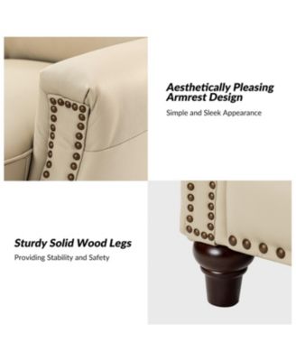 Bellino Mid Century Modern Genuine Leather Recliner with Nailhead Trim