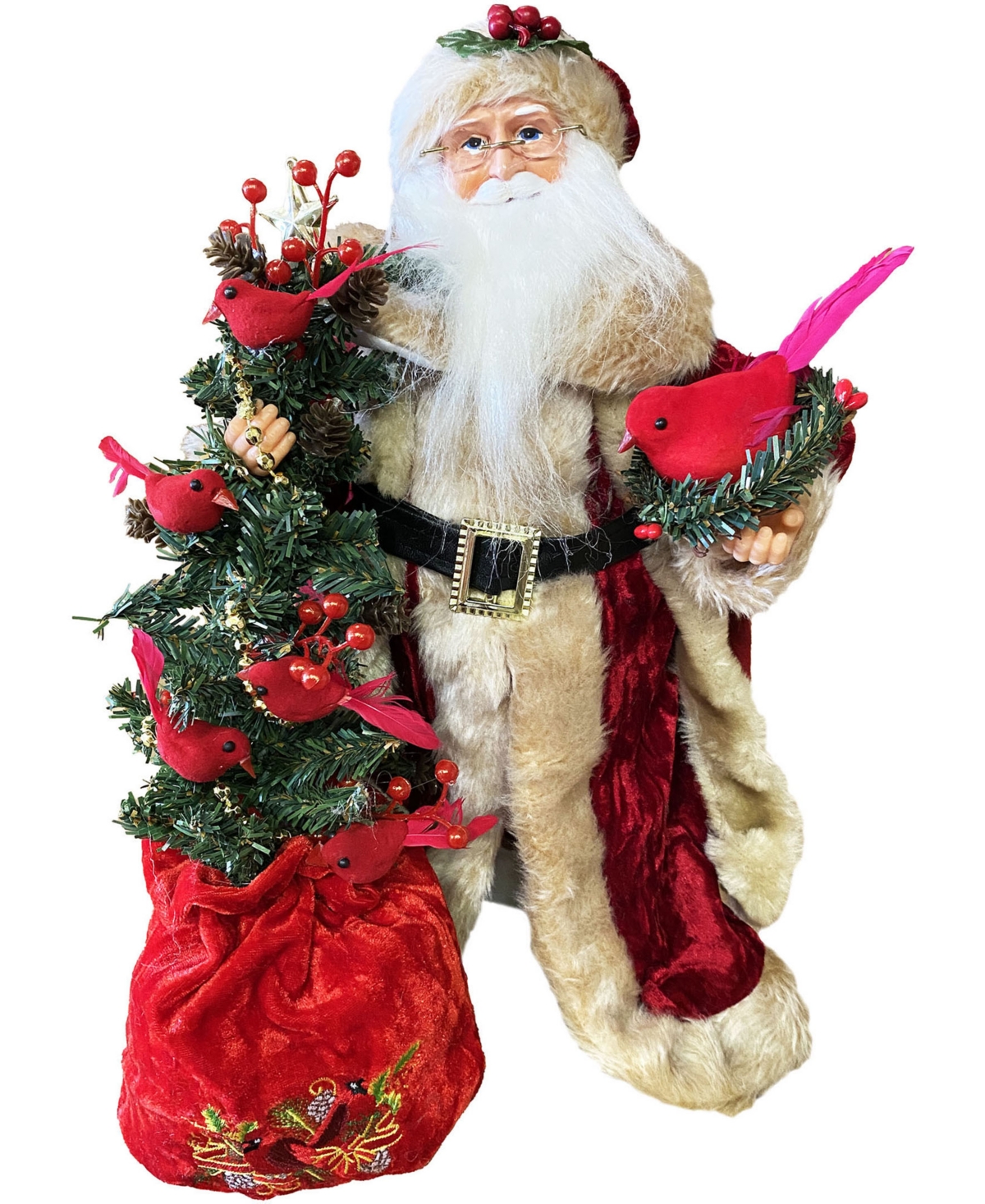 Santa's Workshop 15" Cardinals In A Tree Santa Claus In Red