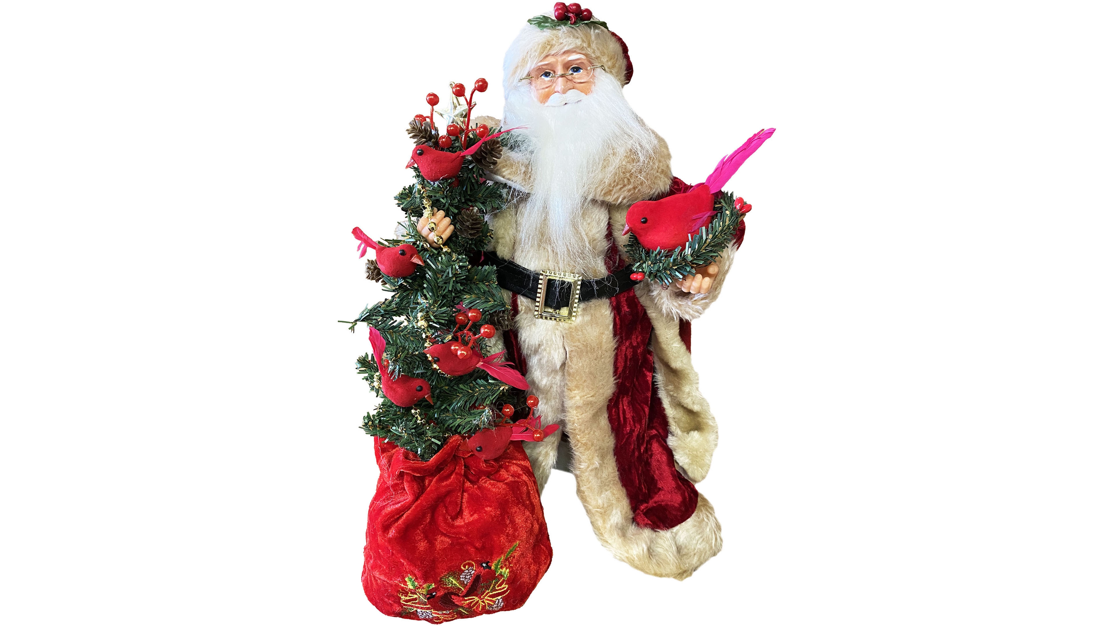Santa's Workshop 15" Cardinals in a Tree Santa Claus