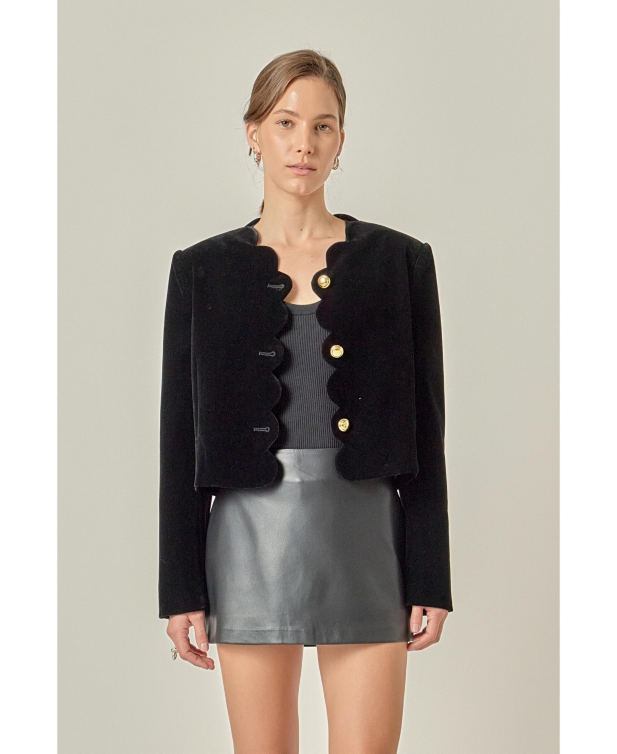 English Factory Women's Velvet Scallop Jacket