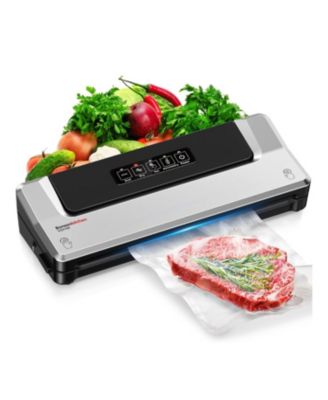 Bonsenkitchen Compact Vacuum Sealer, Fast Multi-Functional Food Saver with 20 Bags, 2 Rolls & Hose, High-Speed Continuous Use, Silver