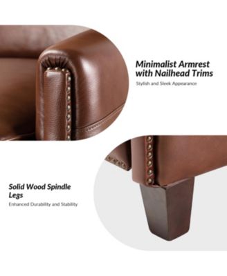 Hickey Modern Genuine Leather Recliner with Nailhead Trim