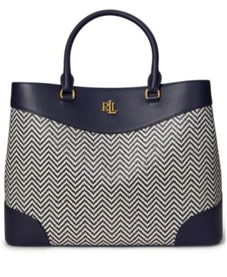 Lauren Ralph Lauren - Marcy Large Houndstooth Woven Satchel Bag