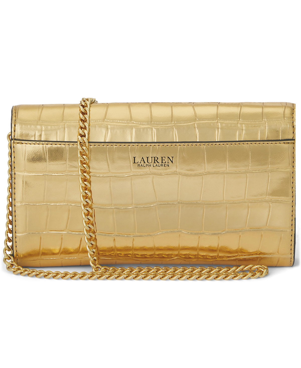 Lauren Ralph Adair Ii Medium Croc-Embossed Crossbody Wallet