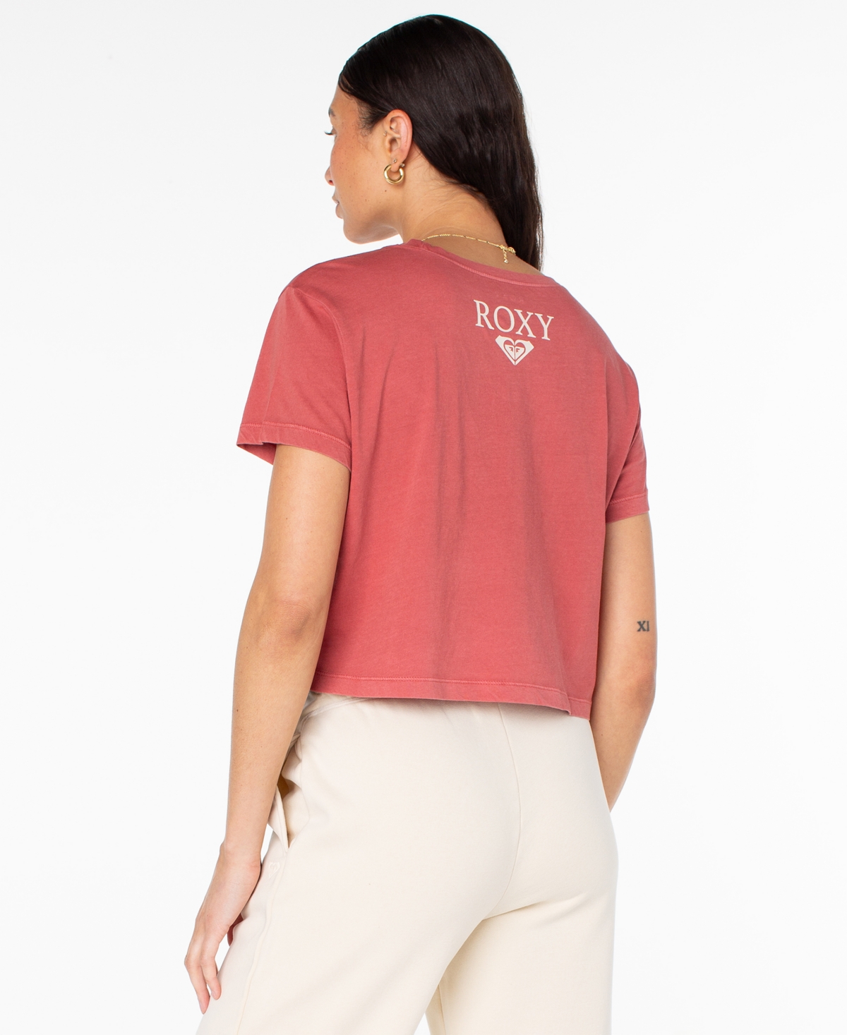 Roxy Women's Surf Poem Cropped Boxy Short-sleeve T-shirt In Pink