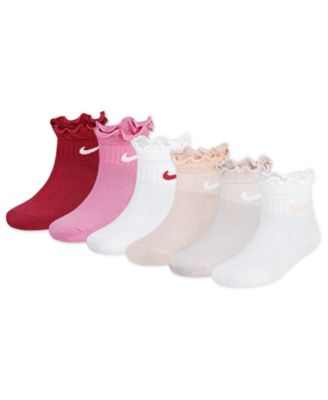 Nike - Girls' 4-7 Ruffle Detail Ankle Socks, 6-Pack