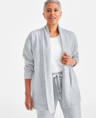 Petite Solid Luxsoft Fleece Cardigan, Created for Macy's