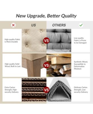 Upholstered Storage Cocktail Ottoman with Solid Wood Legs