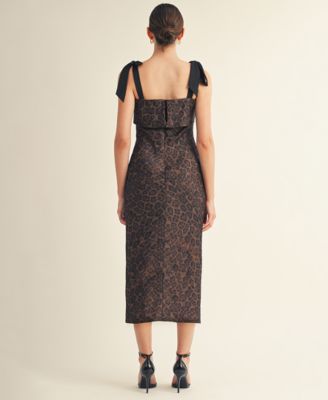 Women's Annelise Square Neck Tie Strap Midi Dress