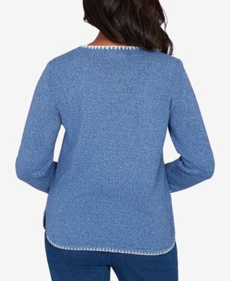Petite Hilton Head Cross-Stitched Floral Pull-On Sweater