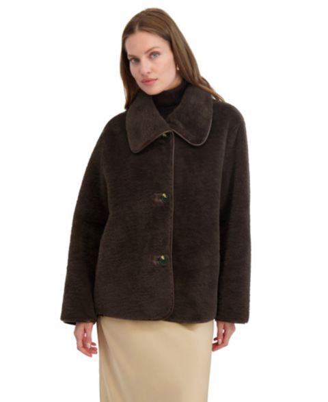 Женские куртки Tahari Reversible Faux-Shearling Button-Front Coat