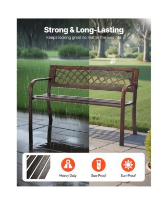 Sturdy Metal Garden Bench with PVC Mesh Back Design