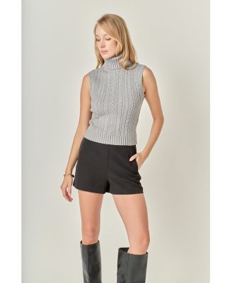 Women's Cable Mock Neck Knit Top
