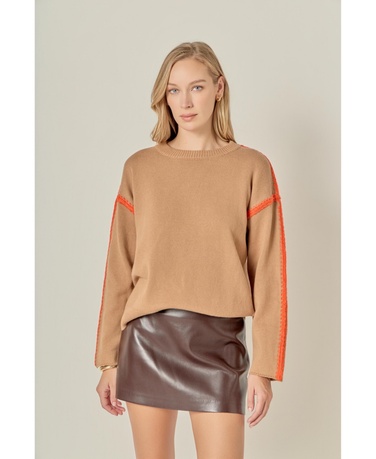 English Factory Women's Stitch Detailed Crew Neck Knit