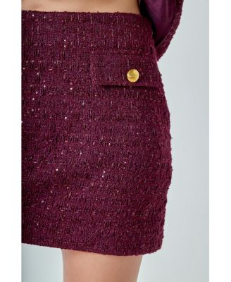 Women's Tweed Fringed Mini Skirt