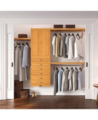 Solid Wood Reach-In Closet Organizer with 6 Drawers and Solid Wood Doors