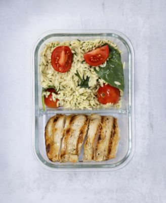 Set of 2, 2-Compartment Glass Food Storage Set