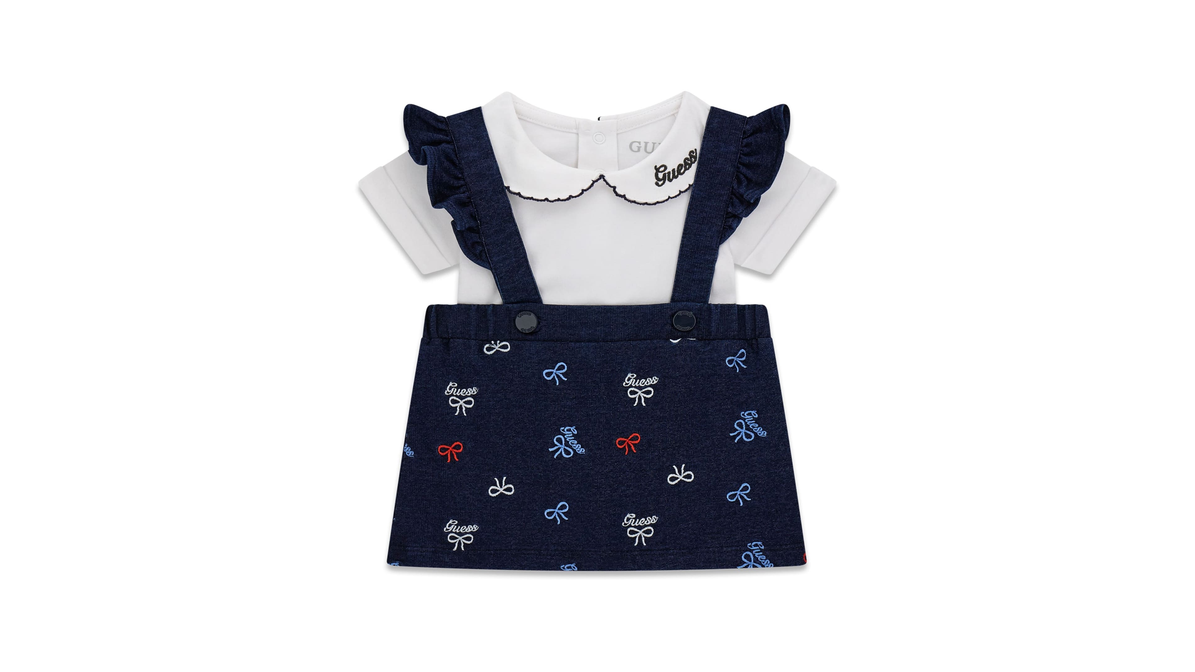 Guess Baby Girls Short-Sleeve Bodysuit and Knit Denim Skirtall, 2-Piece Set