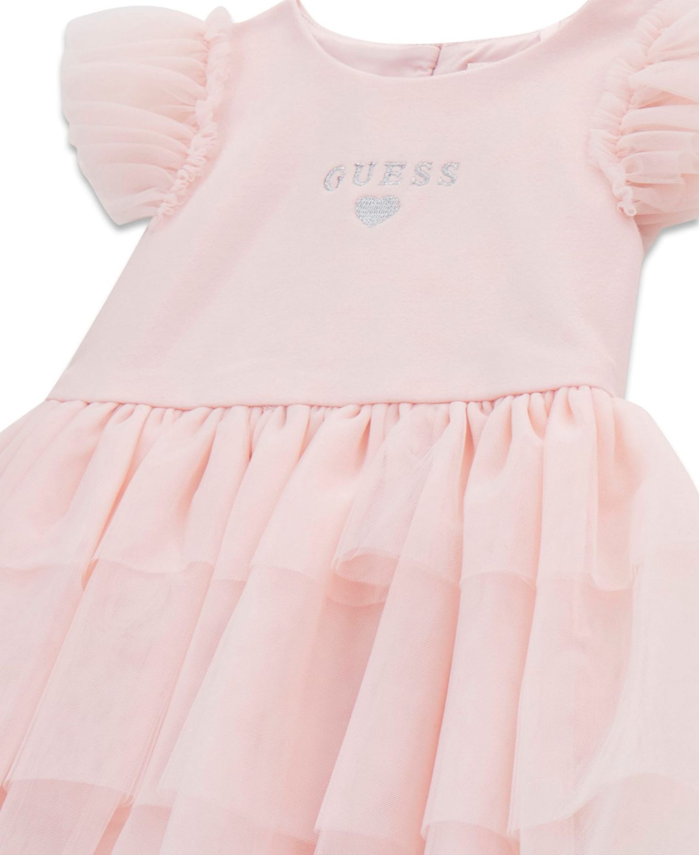 Детское платье GUESS из понте с коротким рукавом и чехлом на подгузник, цвет: Розовый — фото 3