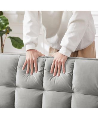 Convertible Velvet Loveseat Sleeper Sofa, 3-in-1 Pull Out Couch Bed with Adjustable Backrest, Toss Pillows & Pockets for Apartment