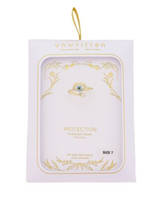 Cubic Zirconia Gold Plated Evil Eye Bypass Ring