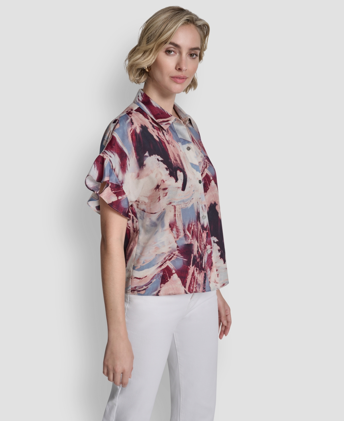 Dkny Women's Short-Sleeve Button-Front Shirt