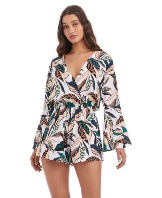 Women's Safari Chic Wrap Long-Sleeve Romper, Macy's Exclusive