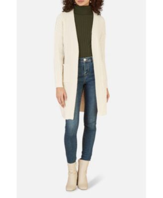 Women's Cable Knit Long Sleeve Long Cardigan