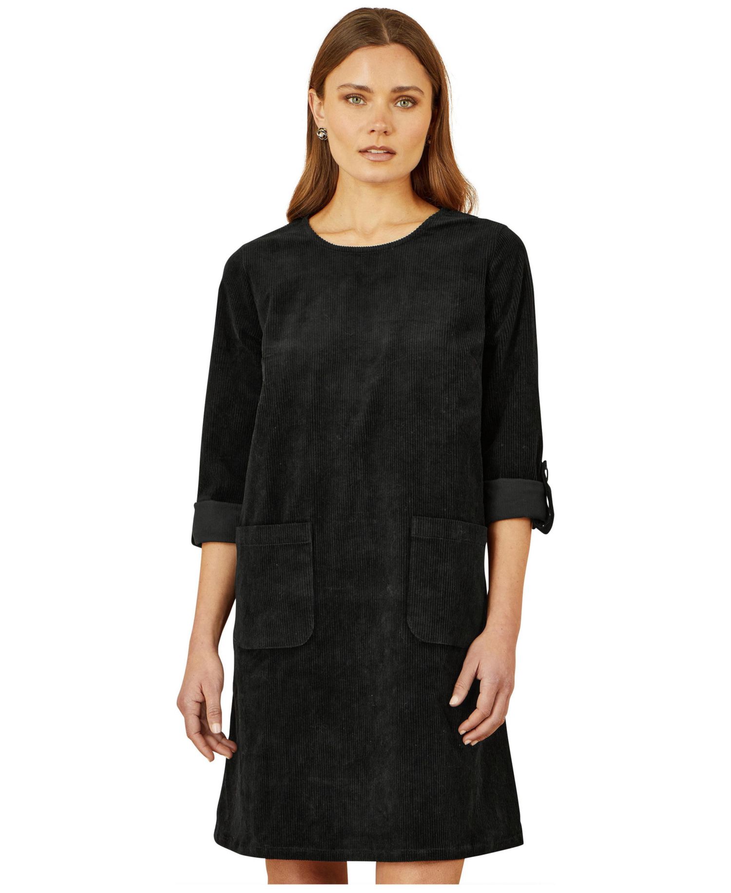 Women's Cord Tunic Dress With Pockets