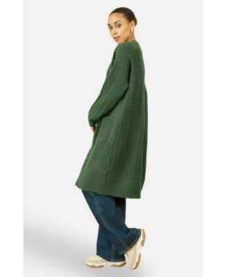 Women's Cable Knit Long Sleeve Long Cardigan