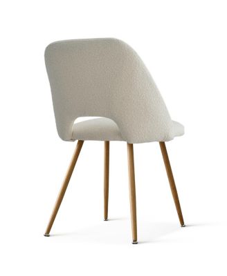 5-Piece Round Dining Table Set, Wood-Look Table with Metal Base and 4 Upholstered Chairs for Kitchen or Small Dining Room-Maison Boucle