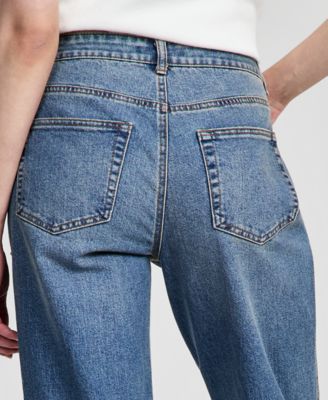 Petite Embellished High Rise Straight Jeans, Macy's Exclusive